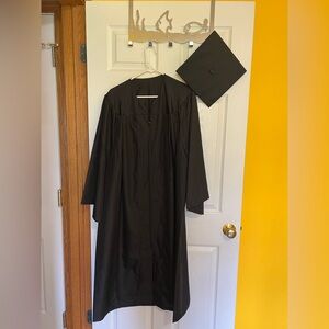 Black Graduation Gown and Cap Set